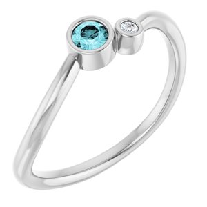 Sterling Silver Blue Zircon & .02 CTW Diamond Two-Stone Ring           